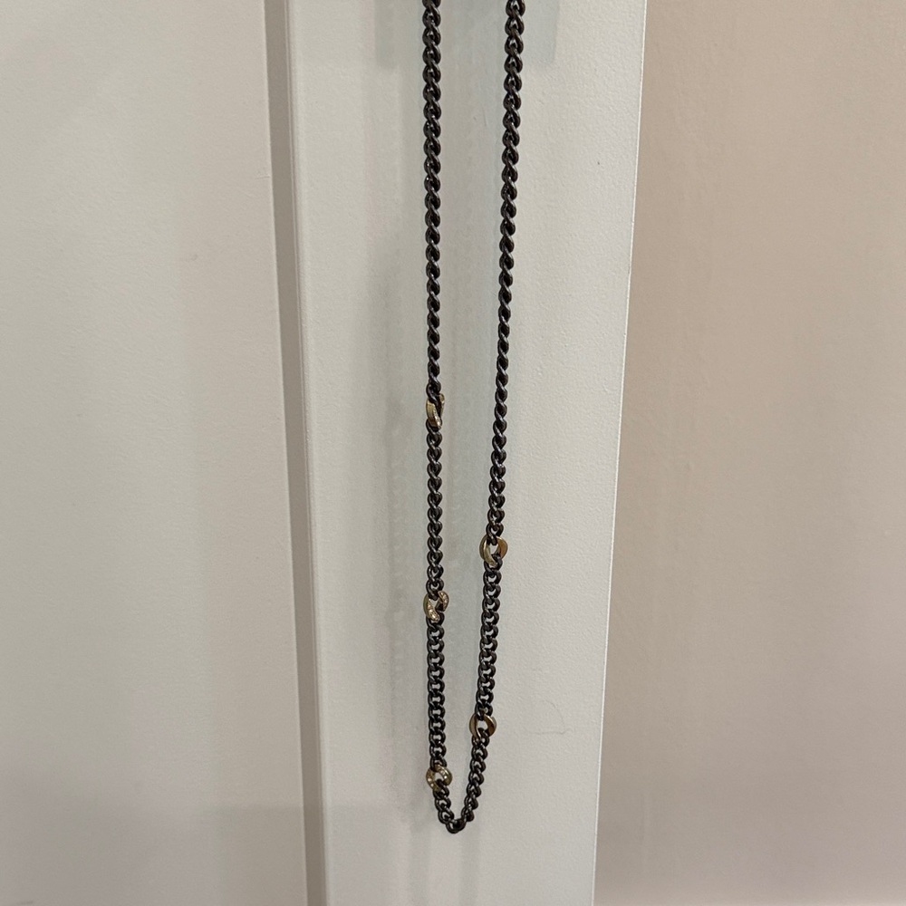 Stella & Dot Black Chain Necklace with Gold Accents